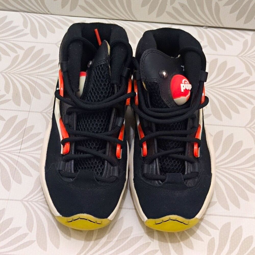 Reebok The Pump Unisex Kids Sneakers Black/White/Orange 4Y 34.5EU
